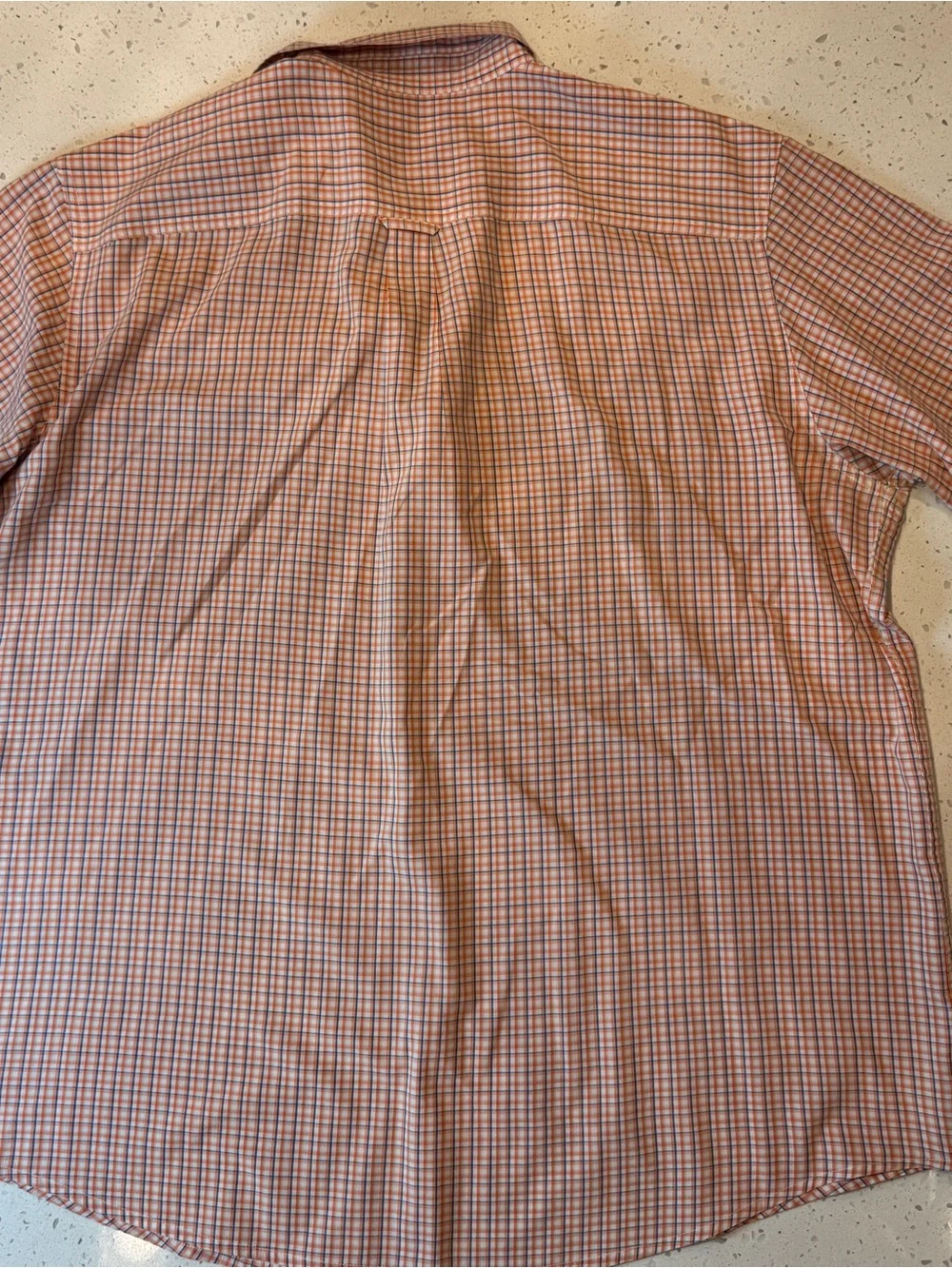 Chaps Orange and White Plaid Short-Sleeve Button-Down Shirt